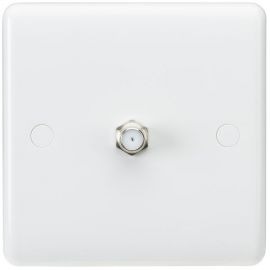 Knightsbridge CU0150 Curved Edge White 1 Gang Non-Isolated Satellite Outlet image
