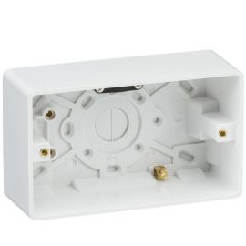 Knightsbridge CU1600 Curved Edge White Double 47mm Cable Strain Relief Earth Terminal Pattress Box image