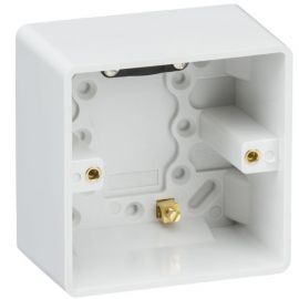 Knightsbridge CU1610 Curved Edge White Single 47mm Cable Strain Relief Earth Terminal Pattress Box image