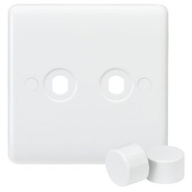 Knightsbridge CU2DIM Curved Edge White 2 Gang Dimmer Plate with Matching Dimmer Cap image