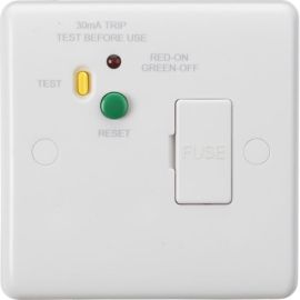 Knightsbridge CU6RCD Curved Edge White 13A 30mA Type A RCD Protected Fused Spur Unit