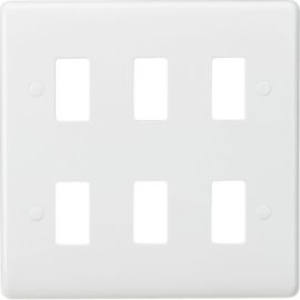 Knightsbridge CUG6 Grid White 6 Aperture Curved Edge Front Plate image