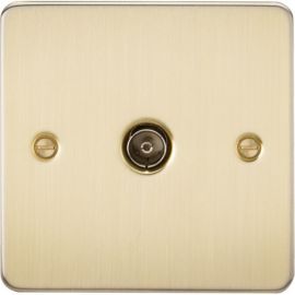 Knightsbridge FP0100BB Flat Plate Brushed Brass 1 Gang Non-Isolated TV Outlet