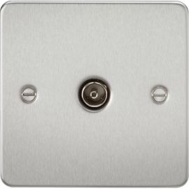 Knightsbridge FP0100BC Flat Plate Brushed Chrome 1 Gang Non-Isolated TV Outlet image
