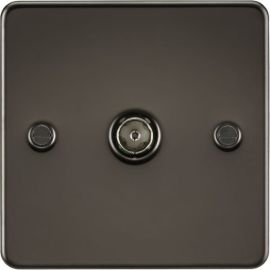 Knightsbridge FP0100GM Flat Plate Gunmetal 1 Gang Non-Isolated TV Outlet image