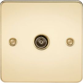 Knightsbridge FP0100PB Flat Plate Polished Brass 1 Gang Non-Isolated TV Outlet image