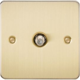 Knightsbridge FP0150BB Flat Plate Brushed Brass 1 Gang Non-Isolated Satellite TV Outlet image