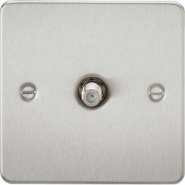 Knightsbridge FP0150BC Flat Plate Brushed Chrome 1 Gang Non-Isolated Satellite TV Outlet image