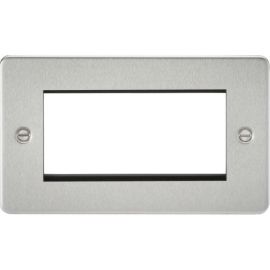 Knightsbridge FP4GBC Modular Brushed Chrome 4 Gang Flat Plate Front Plate image