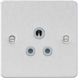 Knightsbridge FP5ABCG Flat Plate Brushed Chrome 5A Unswitched Socket - Grey Insert