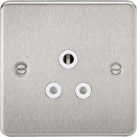 Knightsbridge FP5ABCW Flat Plate Brushed Chrome 5A Unswitched Socket - White Insert