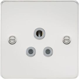 Knightsbridge FP5APCG Flat Plate Polished Chrome 1 Gang 5A Unswitched Socket - Grey Insert