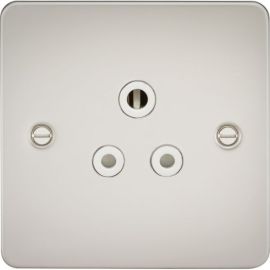 Knightsbridge FP5APLW Flat Plate Pearl Nickel 5A Unswitched Socket image