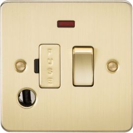 Knightsbridge FP6300FBB Flat Plate Brushed Brass 13A Flex Outlet Neon Switched Fused Spur Unit