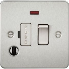 Knightsbridge FP6300FBC Flat Plate Brushed Chrome 13A Flex Outlet Neon Switched Fused Spur Unit image