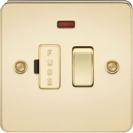 Knightsbridge FP6300NPB Flat Plate Polished Brass 13A Neon Switched Fused Spur Unit