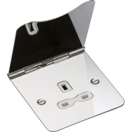 Knightsbridge FPR7UPCW Flat Plate Polished Chrome 1 Gang 13A Unswitched Floor Socket image