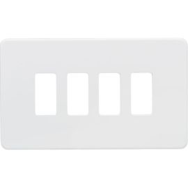 Knightsbridge GDSF004MW Grid Matt White 4 Aperture Screwless Front Plate image