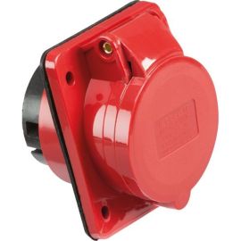 Knightsbridge IN0017 Red IP44 415V 16A 3 Pole Neutral Earth Angled Panel Mount Socket image