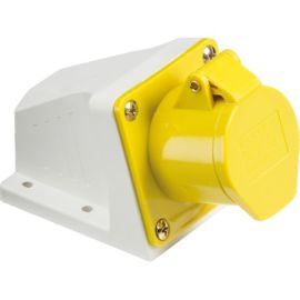 Knightsbridge IN003 Yellow IP44 16A 2 Pole Earth Angled Surface Mount Socket