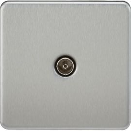 Knightsbridge SF0100BC Screwless Brushed Chrome 1 Gang Non-Isolated TV Outlet image