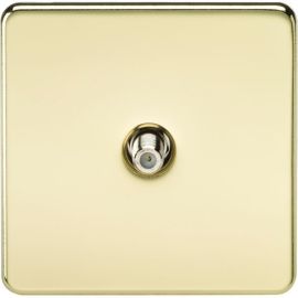 Knightsbridge SF0150PB Screwless Polished Brass 1 Gang Non-Isolated Satellite TV Outlet image