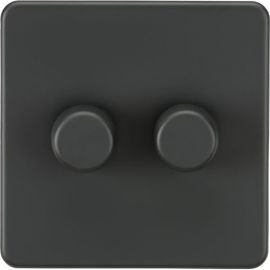 Knightsbridge SF2182AT Screwless Anthracite 2 Gang 200W 2 Way Trailing Edge Dimmer