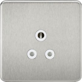 Knightsbridge SF5ABCW Screwless Brushed Chrome 5A Unswitched Socket - White Insert image