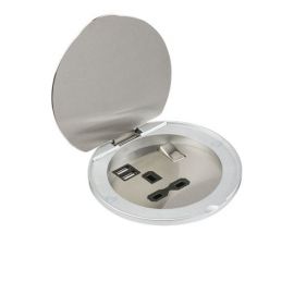 Knightsbridge SKR003A Stainless Steel IP20 1 Gang 13A 2x USB-A 2.4A Recess Switched Socket - Black Insert image
