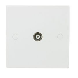 Knightsbridge SN0100 Square Edge White 1 Gang Non-Isolated Coaxial TV Outlet image
