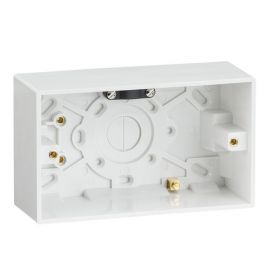Knightsbridge SN1600 Square Edge White Double 47mm Cable Strain Relief Earth Terminal Pattress Box image
