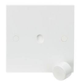 Knightsbridge SN1DIM Square Edge White 1 Gang Dimmer Plate with Matching Dimmer Cap image