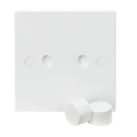 Knightsbridge SN2DIM Square Edge White 2 Gang Dimmer Plate with Matching Dimmer Cap