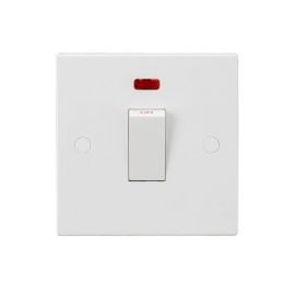 Knightsbridge SN8331NW Square Edge White with White Rocker Small 1 Gang 45A 2 Pole Neon Switch image