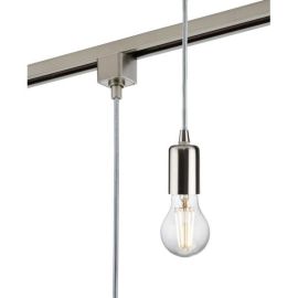 Knightsbridge TRK8270BC Brushed Chrome 1x 60W Max 1800mm Adjustable Dimmable LED E27 Contemporary Track Pendant Light