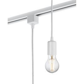 Knightsbridge TRK8270W White 1x 60W Max 1800mm Adjustable Dimmable LED E27 Contemporary Track Pendant Light