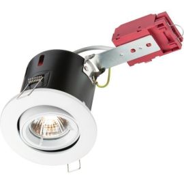 Knightsbridge VFRSGICW White IP20 50W Max 101mm Dimmable LED GU10 IC Fire Rated Tilt Downlight image