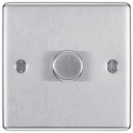 Matrix MT1GDIMBS Brushed Steel 1 Gang 200W 2 Way Intelligent Push LED Dimmer Switch