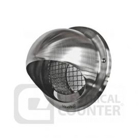 National Ventilation 5709SS Monsoon Stainless Steel 125mm Cowled Wall Outlet with Internal Mesh image