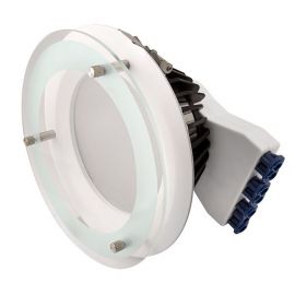 Ovia OV65306CTADGL Inceptor Iona White IP44 30W 2300lm 2700-4000-6500K CCT Dimmable Drop Glass Downlight image