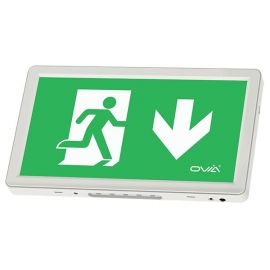 Ovia OVEM11311WHDST Ernex White IP20 3W 45lm 6500K Self Test Emergency Exit Sign with Down Legend image