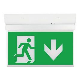 Ovia OVEM6211DST Hanex White IP20 2W 40lm 5500K Emergency Self Test Exit Sign with Down Legend image