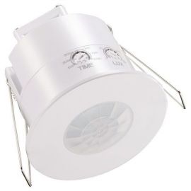 White Recessed Low Profile 360 Degree PIR Sensor with Manual Override