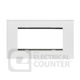 White 4 Gang 100x50mm Module Plate with Glass Surround