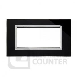 Black 4 Gang 100x50mm Module Plate with Chrome Trim and Glass Surround
