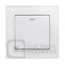 White 1 Gang 2 Way Mechanical Switch with Glass Surround