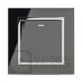 Black 1 Gang Mechanical Retractive/Pulse Switch with Chrome Trim image