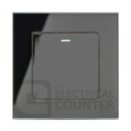 Black 1 Gang 2 Way Mechanical Switch with Glass Surround