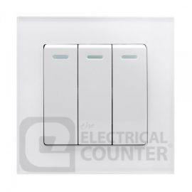 White 3 Gang Intermediate Mechanical Switch with Glass Surround image