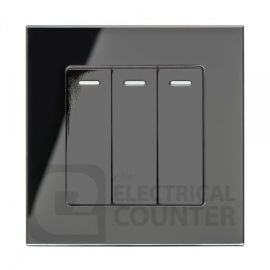 Black 3 Gang 2 Way Mechanical Switch with Glass Surround image